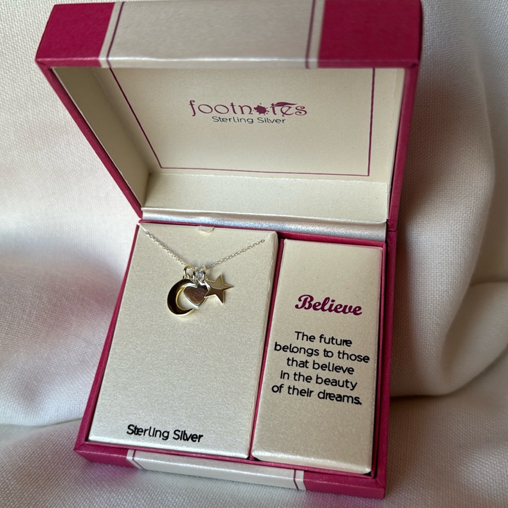 New Sterling Silver Necklace With 3 Charms